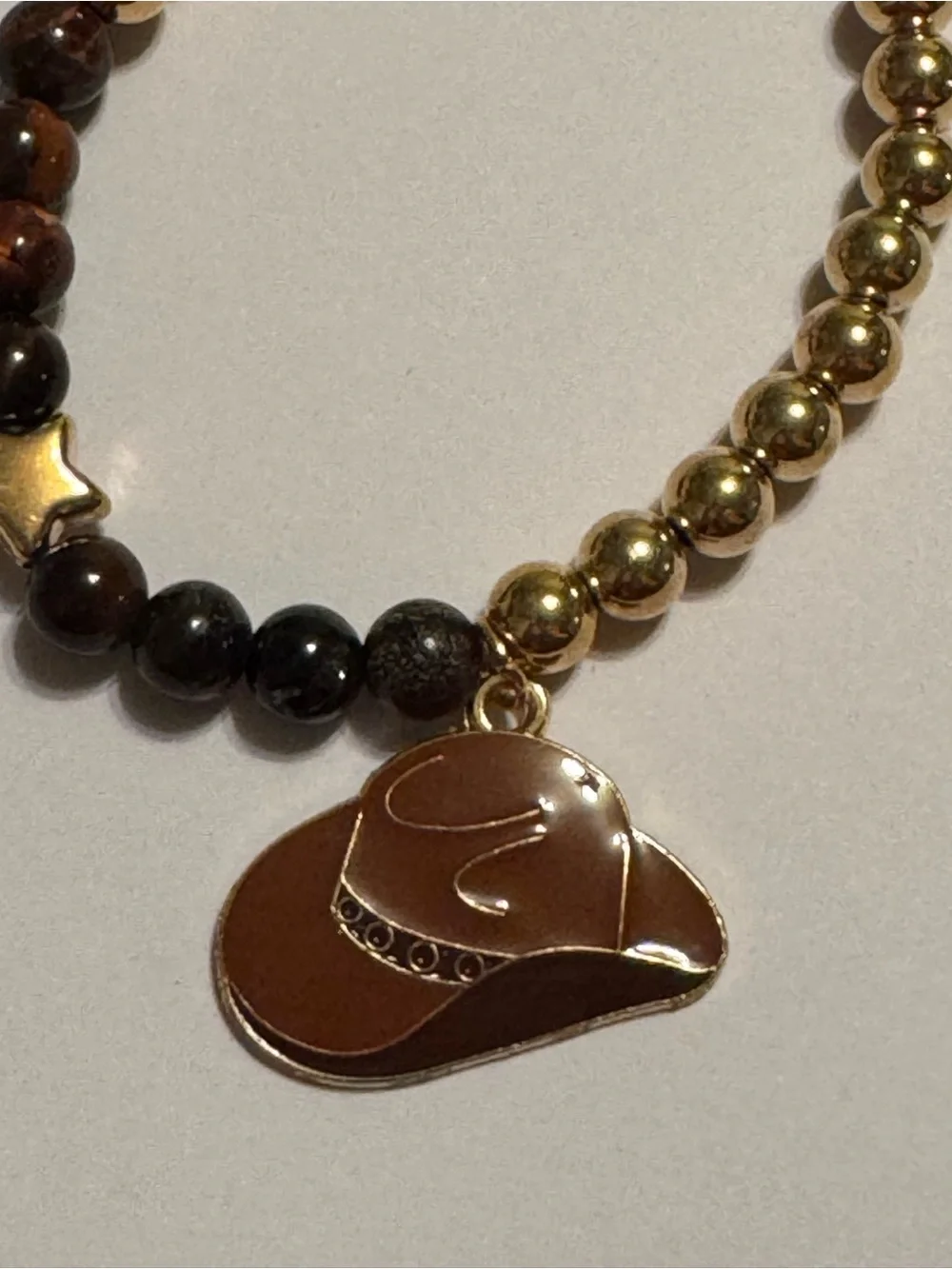 Country Western Cowboy Hat Beaded Stretch Bracelet